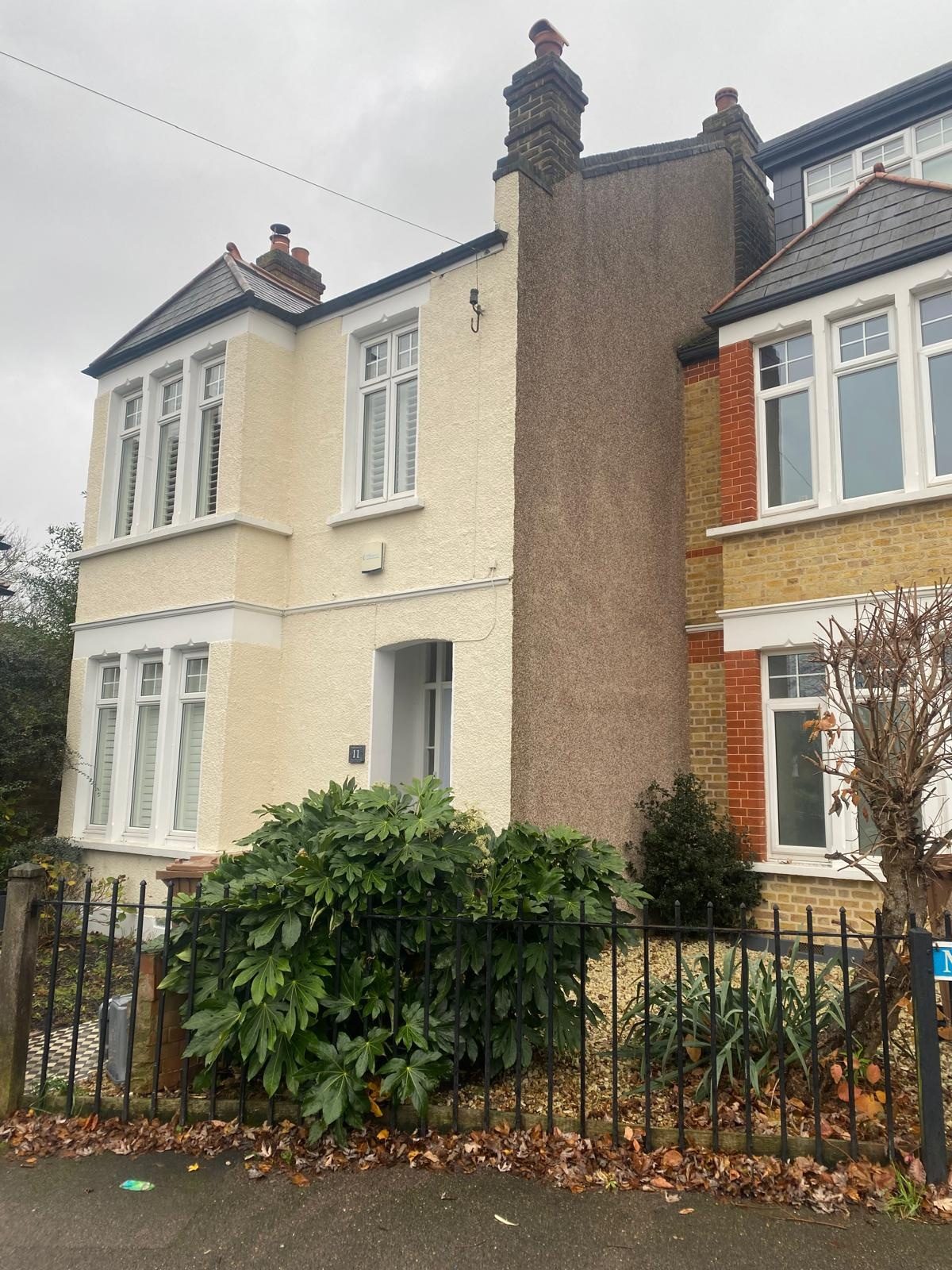 Sand and cement rendering to a house exterior in London and Kent: project 13